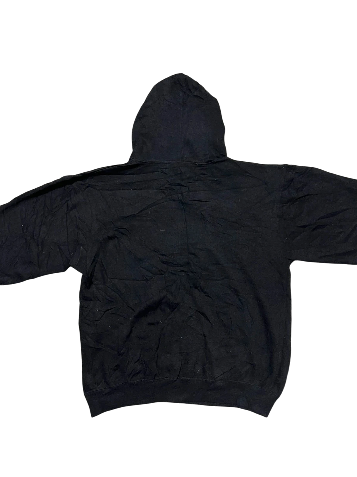 Premier Vintage black cotton blend hoodie with "ALASKA" graphic and blue hood lining.