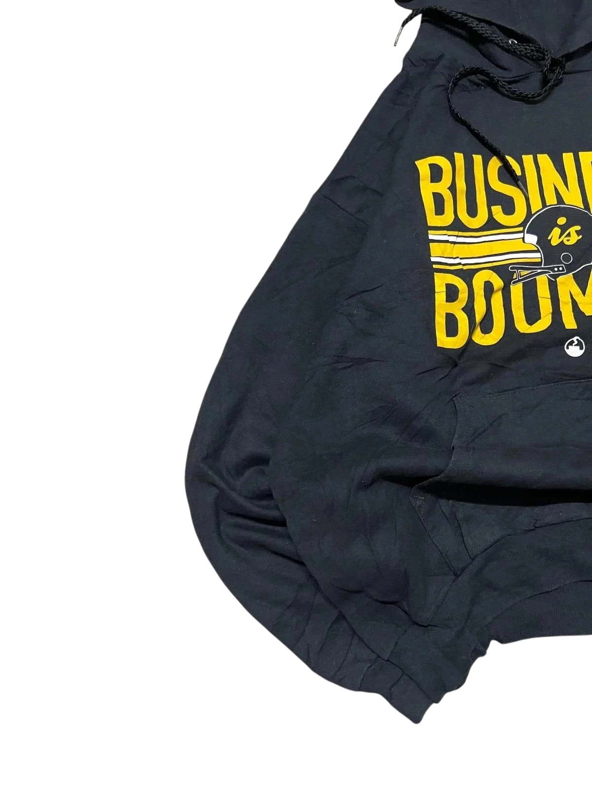 Premier Vintage black cotton-polyester blend hoodie with yellow