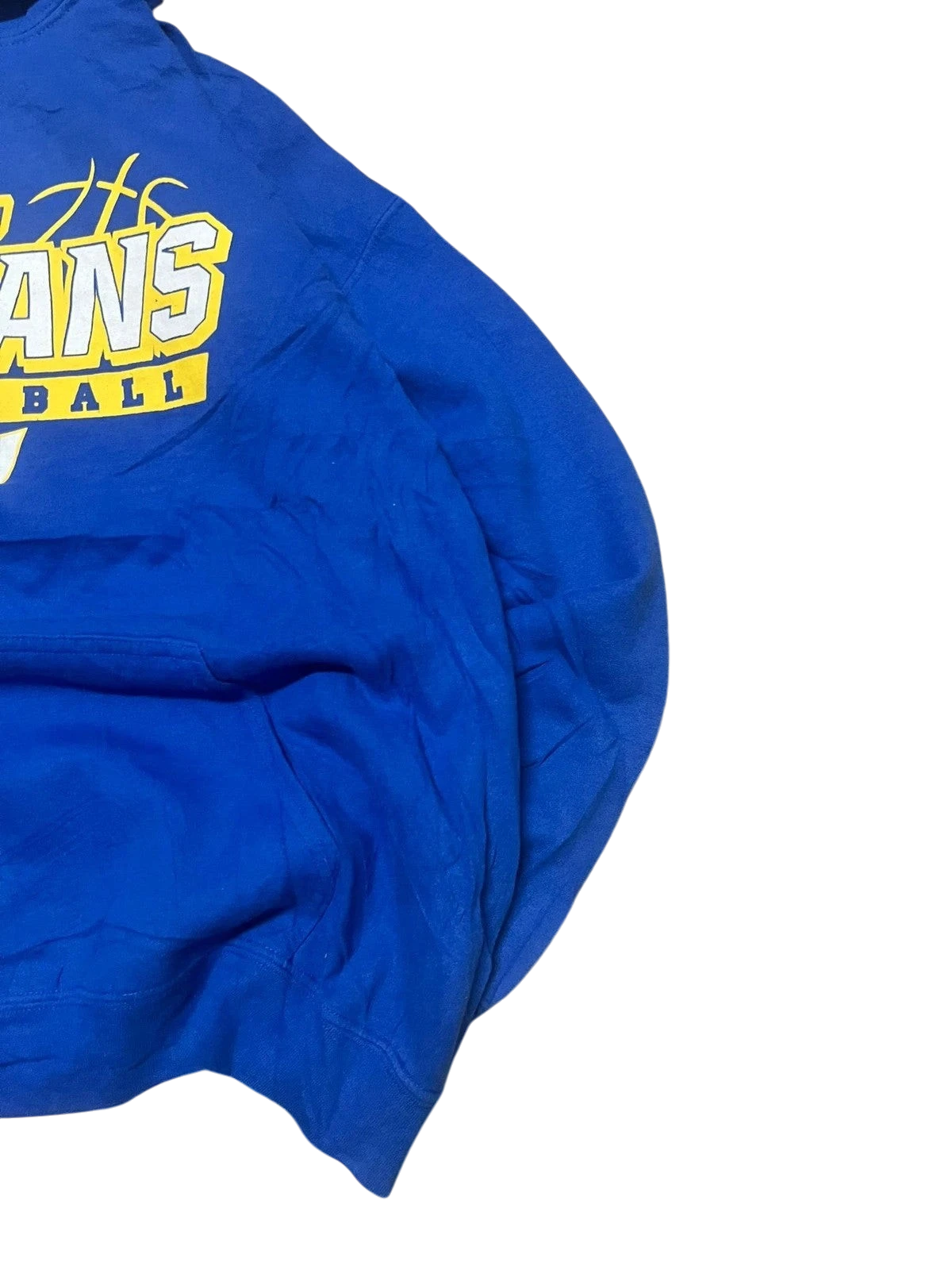 Premier Vintage blue cotton basketball hoodie with yellow