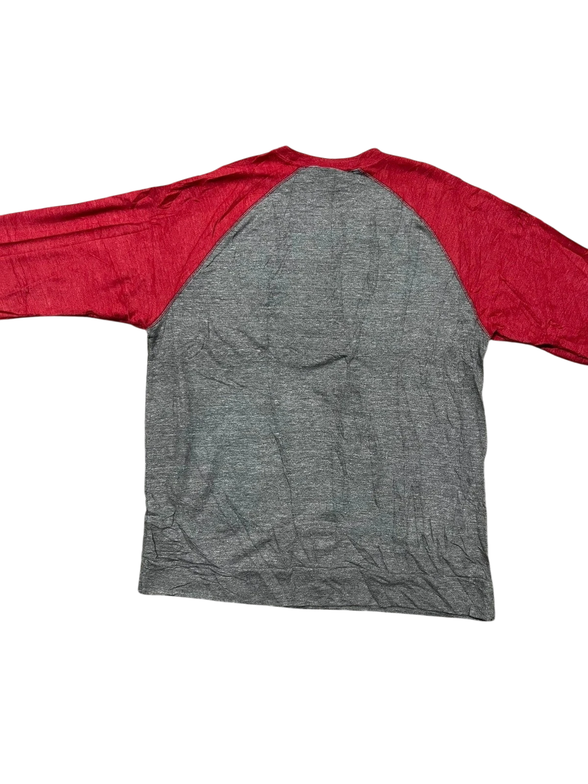 Premier Vintage grey raglan sweatshirt with red long sleeves and Golden Hawks graphic. Vintage athletic style.