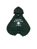 Premier Vintage green cotton-polyester blend hooded sweatshirt with "CLAY EAGLES 20 06 TENNIS" graphic and tennis ball emblem.