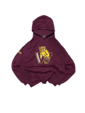 Premier Vintage maroon heavy blend pullover hoodie with "W" logo, tiger graphic, and "WINAKWA" text. Retro athletic style.