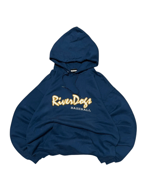 Premier Vintage navy blue cotton blend hoodie with
