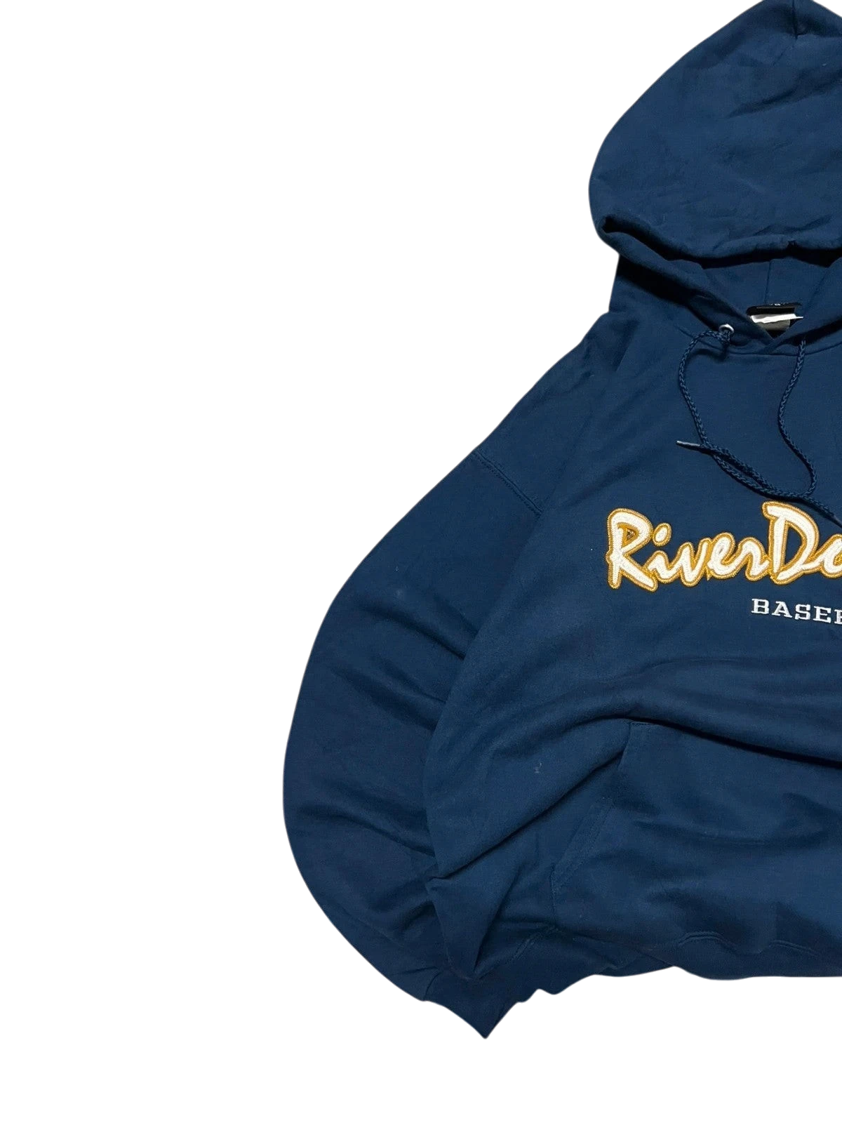 Premier Vintage navy blue cotton blend hooded sweatshirt with