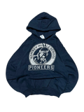 Premier Vintage navy blue Romney Middle School Pioneers hoodie with logo. Comfortable, soft, and durable fabric.