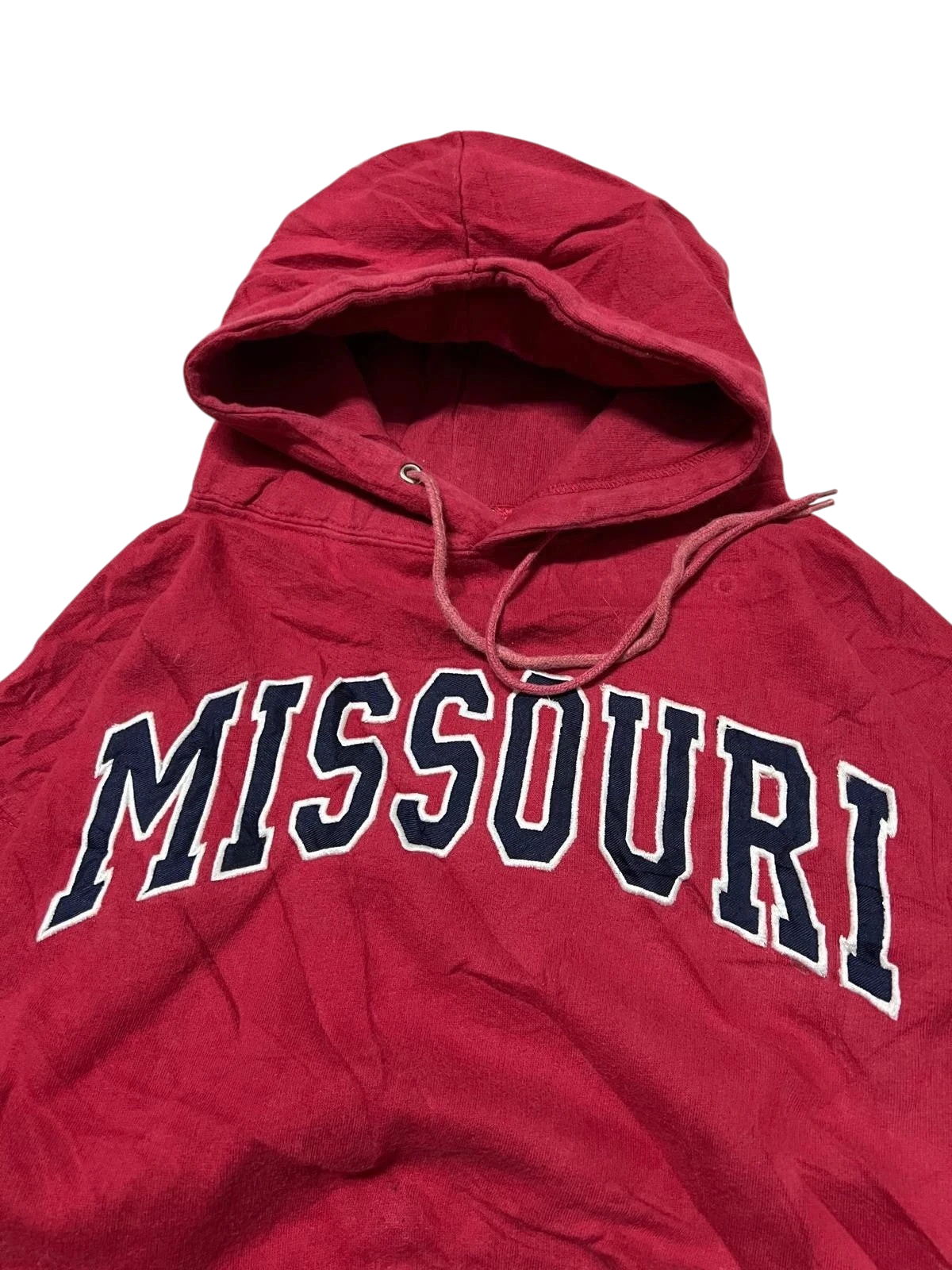 Premier Vintage red cotton blend hoodie with navy blue