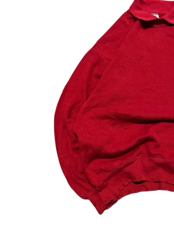 Premier Vintage red pullover jacket with collar and embroidered Patriots Heritage Hills logo. Lightweight, water-resistant material.