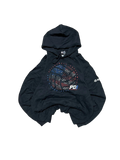 Premier Vintage black cotton blend hoodie with a graphic volleyball design, red, white, and blue accents, and "VOLLEYBALL TOURNAMENT" text.
