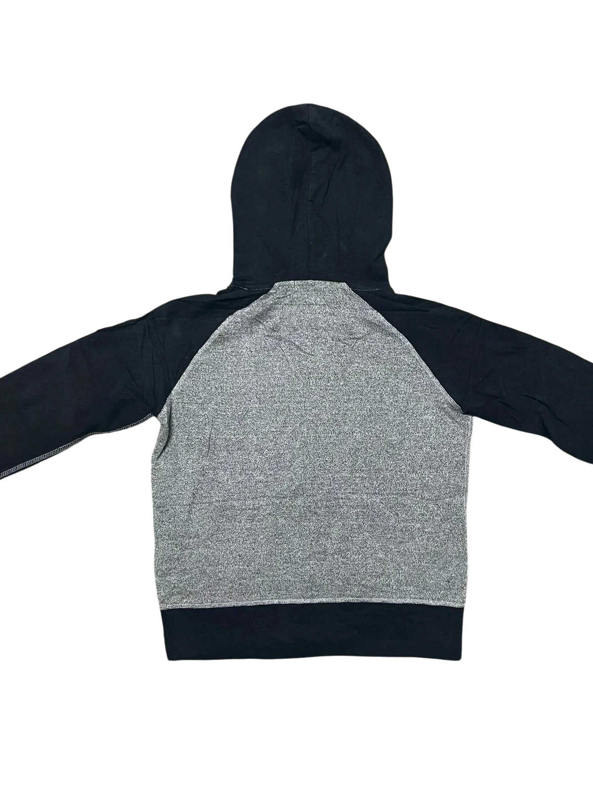 Premier Vintage black and grey raglan sleeve hoodie with beaver logo on chest. Soft, breathable blend for casual wear.