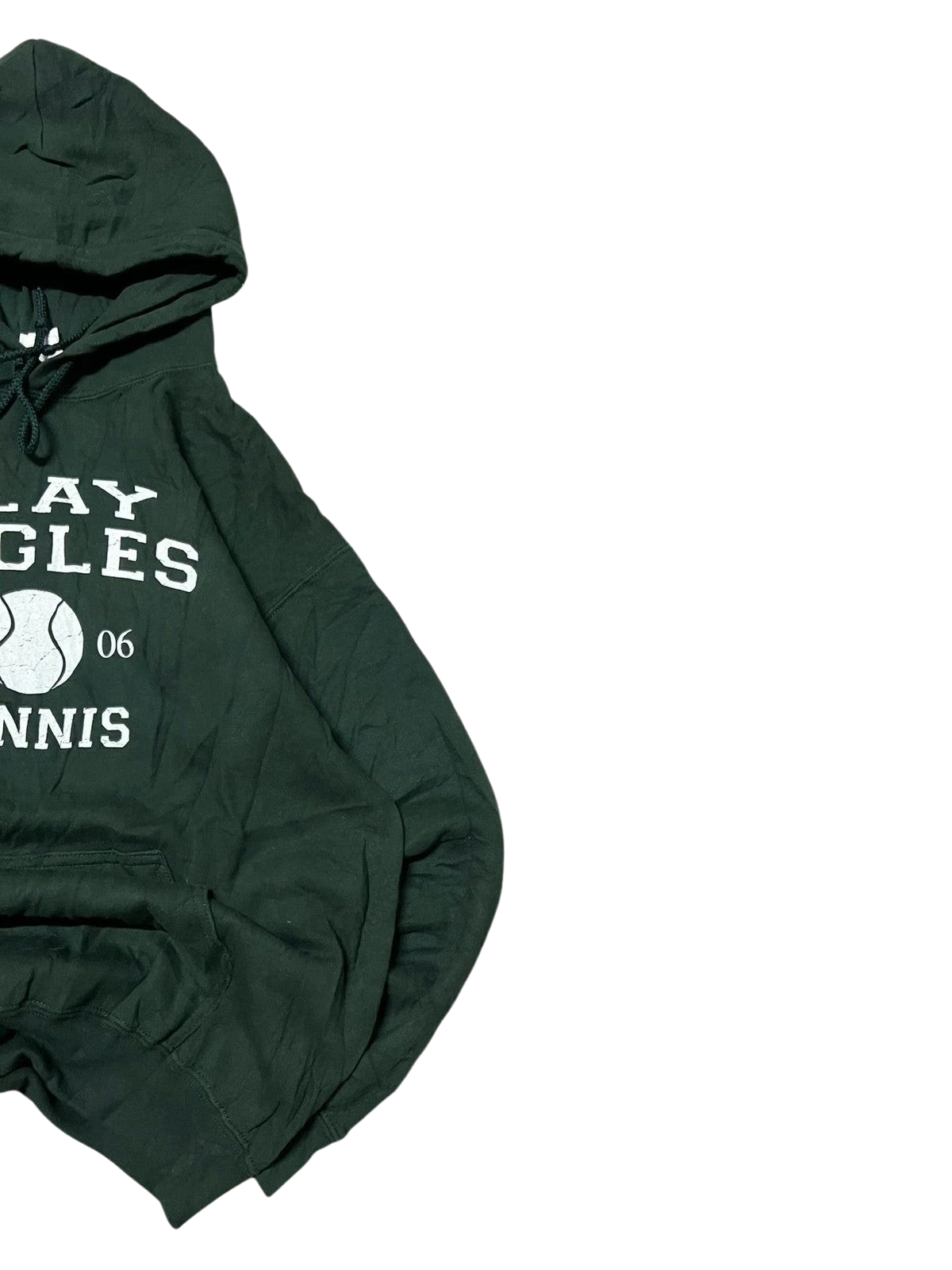 Premier Vintage dark green cotton-polyester blend hoodie with "CLAY EAGLES 20 06 TENNIS" graphic and tennis ball emblem.