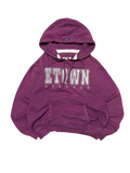 Premier Vintage purple cotton blend Etown College pullover hoodie with drawstring hood and kangaroo pocket.
