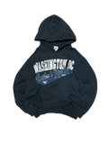 Premier Vintage black cotton blend Washington DC Nation's Capital hoodie with graphic print and kangaroo pocket.