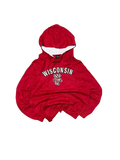 Premier Vintage red Wisconsin Badgers graphic hoodie with Bucky mascot and drawstring hood.
