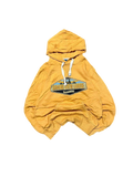 Premier Vintage yellow graphic hoodie with "Grand View Lodge" print, drawstring hood, and kangaroo pocket.
